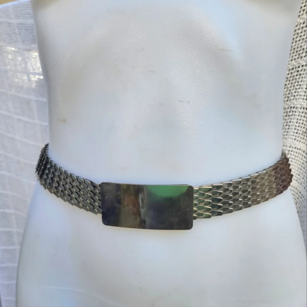 Vintage‎ Deep  silver fishscale expansion belt M